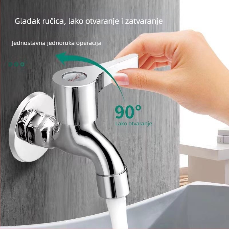 Kran za perilicu rublja za kućnu upotrebu, ugrađen u zid, bakarno legura, keramički disk ventil, samo hladna voda, elektroplatirani završni sloj