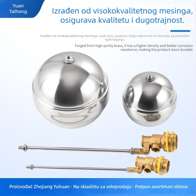Plutajući kuglični ventil s bakrenim tijelom i kuglom od 304 nehrđajućeg čelika, navoji, za vodne spremnike