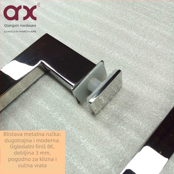 Kuka za vrata za staklena, drvena i aluminijska vrata te klizna vrata – 304 nehrđajući čelik, ogledni završni sloj, model Q-2209, moderan minimalistički stil