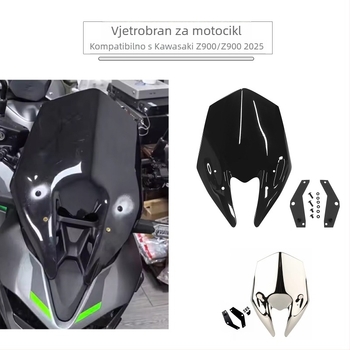 Prednje vjetrobransko staklo za Kawasaki Z900/Z900SE 2025 – akril, prilagodljivo, zaštita od sunca, otporno na habanje, protiv ogrebotina, ne-reflektirajuće