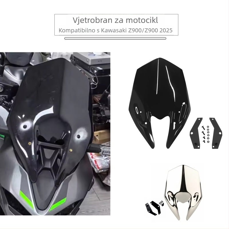 Prednje vjetrobransko staklo za Kawasaki Z900/Z900SE 2025 – akril, prilagodljivo, zaštita od sunca, otporno na habanje, protiv ogrebotina, ne-reflektirajuće