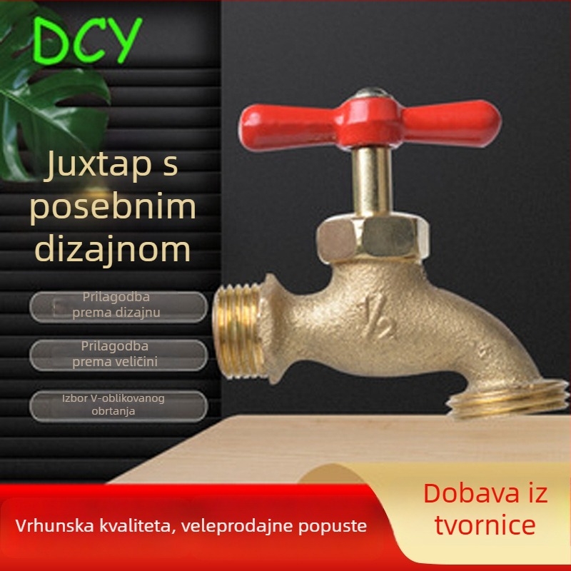 Bakrena navojna slavina s priključkom 1/2 in za perilicu i vrtni crijevo, model DCY0003, s jednim ručnim upravljanjem