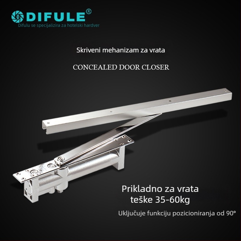 Skriveni zatvarač vrata – aluminijska legura, hidraulički amortizator, moderni minimalistički stil, marka Ding Fu Le