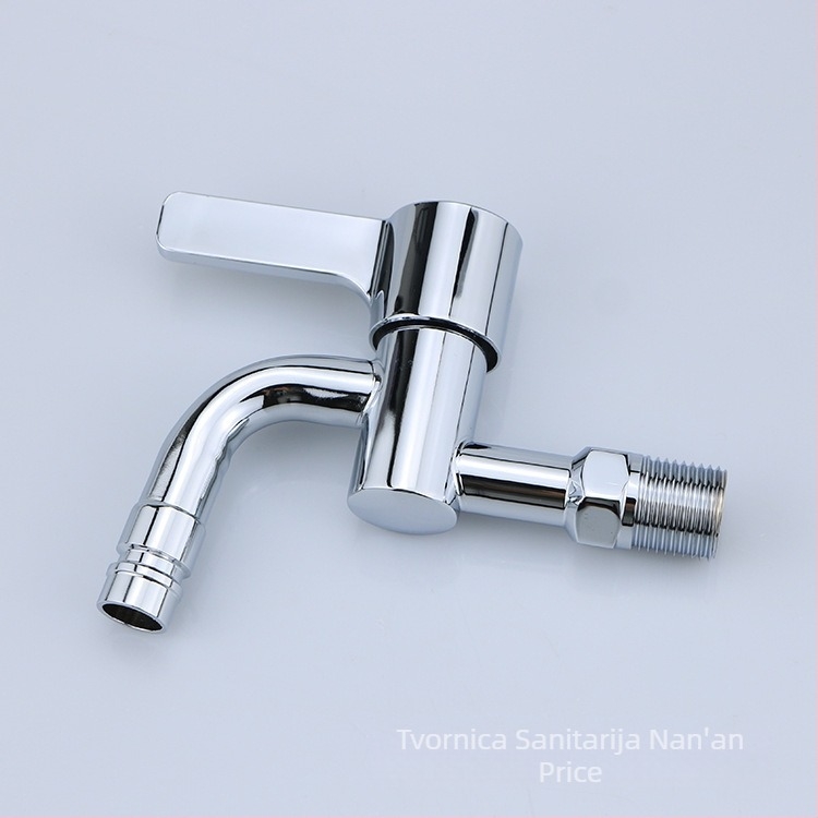 Slavina za perilicu rublja, nehrđajući čelik s elektroplatnim premazom, brzo otvaranje, S-oblik, bakreno jezgro