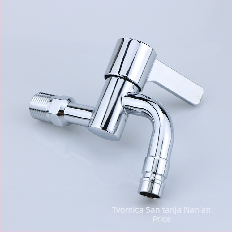 Slavina za perilicu rublja, nehrđajući čelik s elektroplatnim premazom, brzo otvaranje, S-oblik, bakreno jezgro