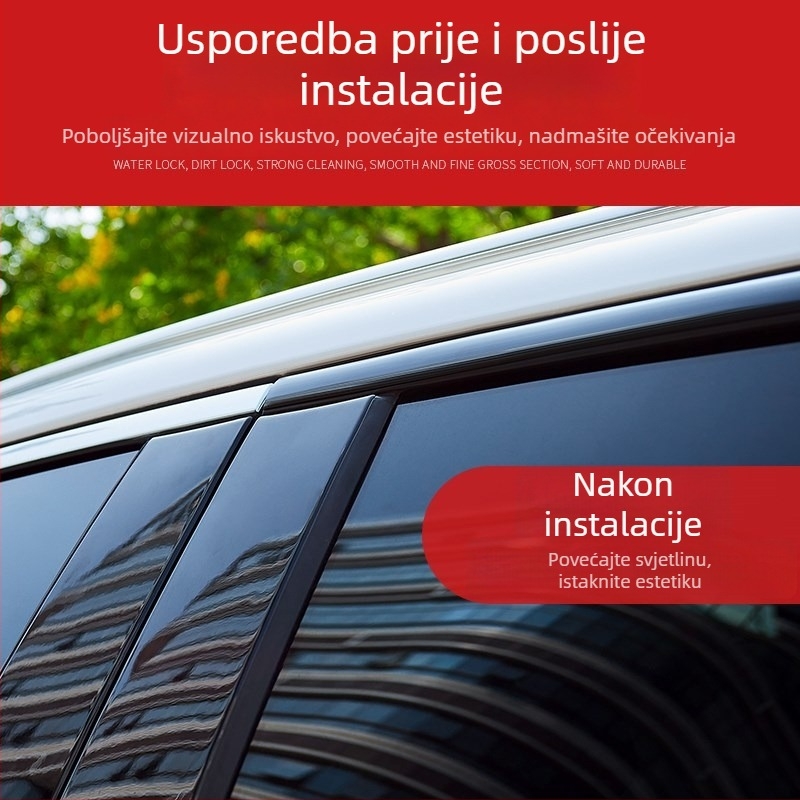 Chromirani okvir prozora automobila - dekorativna naljepnica, univerzalna kompatibilnost, marka Ai car club, materijal: Drugo, obrada i prilagodba: Ne