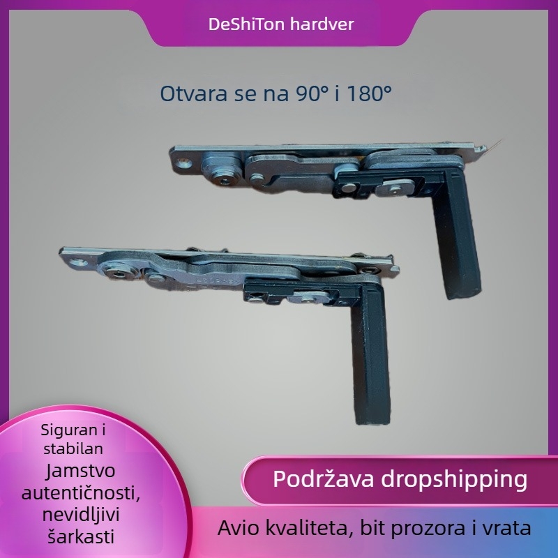 Skrivena šarka za prozor za unutarnje otvaranje, tip 60, cinkova legura, debljina 3,5 mm, JS-JL208, elektroplatiranje, 90°/180°