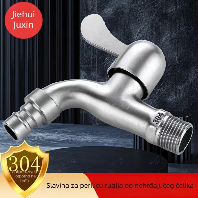 Slavina za perilicu rublja od 304 nehrđajućeg čelika, debeli trup, samo hladna voda, zidna montaža, brzo otvaranje, spoj 1/2 inča