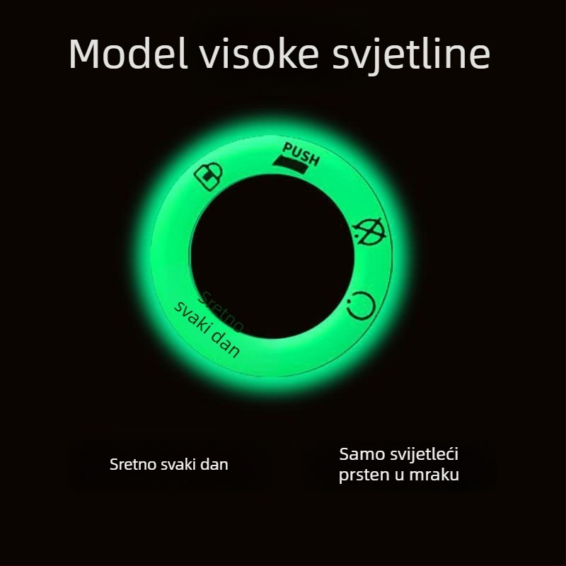 Reflektirajuća svjetleća naljepnica za automobil za ključni prsten — montaža vakuumskim čašom, tekstualni uzorak