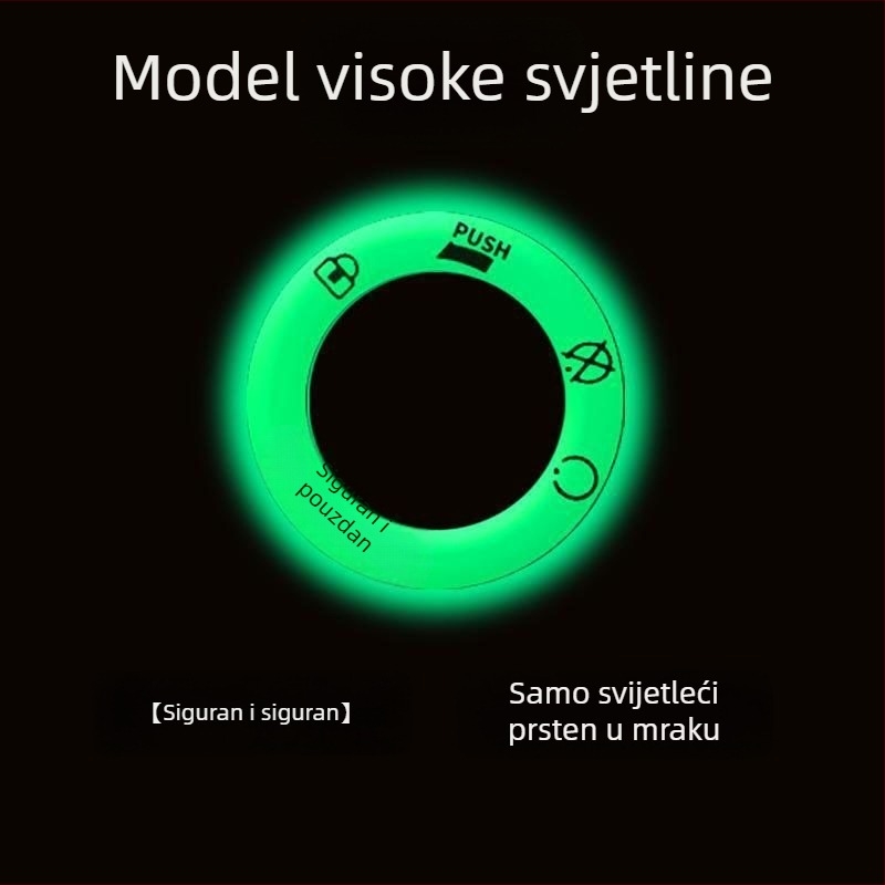 Reflektirajuća svjetleća naljepnica za automobil za ključni prsten — montaža vakuumskim čašom, tekstualni uzorak