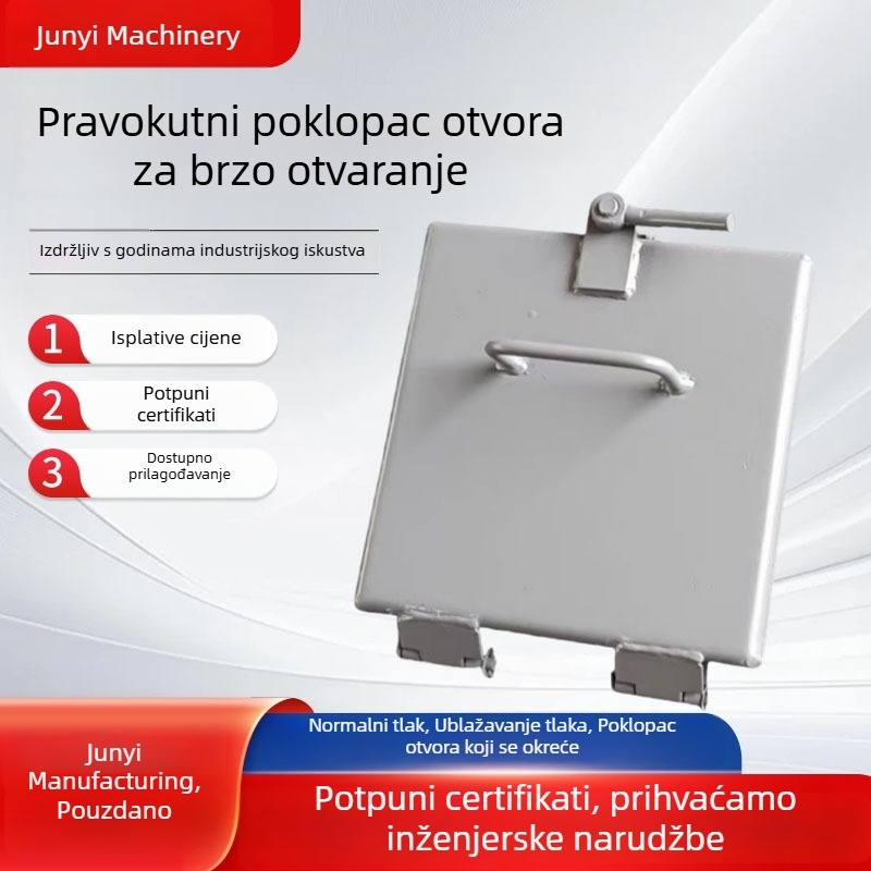 Pravokutni brzi otvarač šahta s dvostrukom izolacijom, prirubom od ugljično-čelika, kvadratni rotirajući poklopac za servis, prozračni ventil za ventilaciju i oslobađanje tlaka