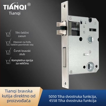 Korpus brave za unutarnja drvena vrata spavaće sobe — kompatibilan s bravom otiska prsta, tiha zamjena čelične prednje ploče, model 5050, nehrđajući čelik i cinkova legura, 0,5 kg