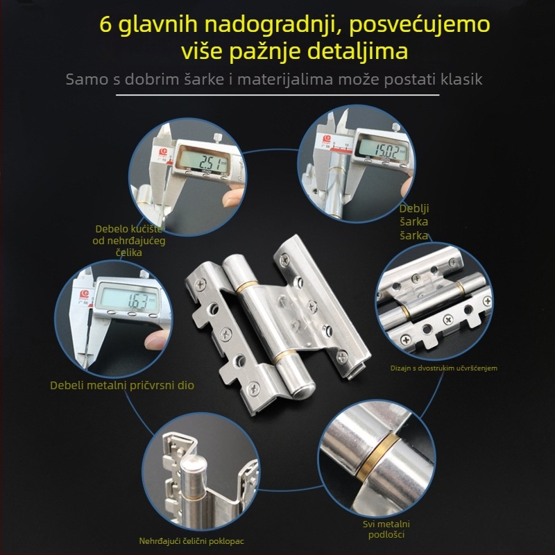 Šarka od nehrđajućeg čelika za aluminijske prozore i vrata, polirana površina, europski standard, model FLB-HY01
