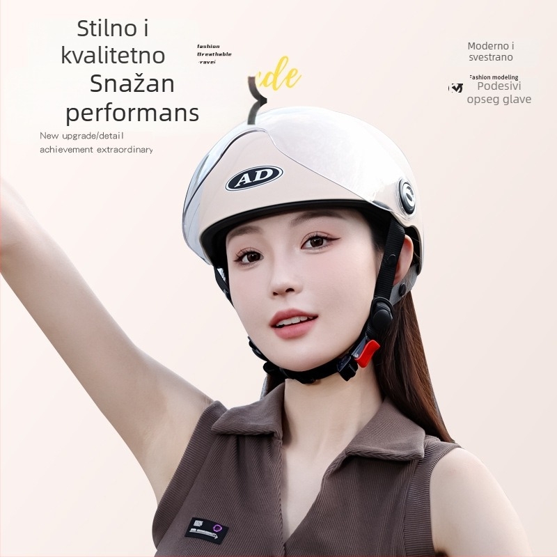 AD kaciga za električni motocikl, polu-helmet stil, ABS, 3C certifikat