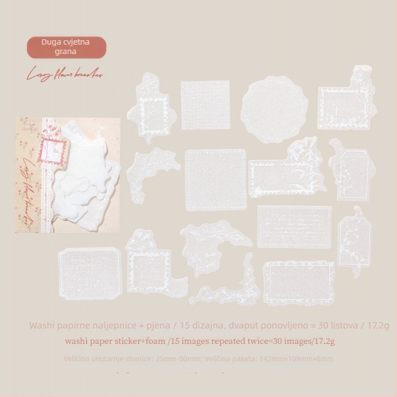 Washi 3D pjenaste naljepnice za dnevnik - Mr.paper serija, ovlaštena privatna marka (Debljina: 1; Sustav ljepila: 1; Površinski materijali: 1; Opseg primjene: 1)