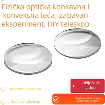 Optički nastavnički set za fiziku u gimnaziji: bikonveksne, planokonveksne i bikonkavne leće za eksperimente