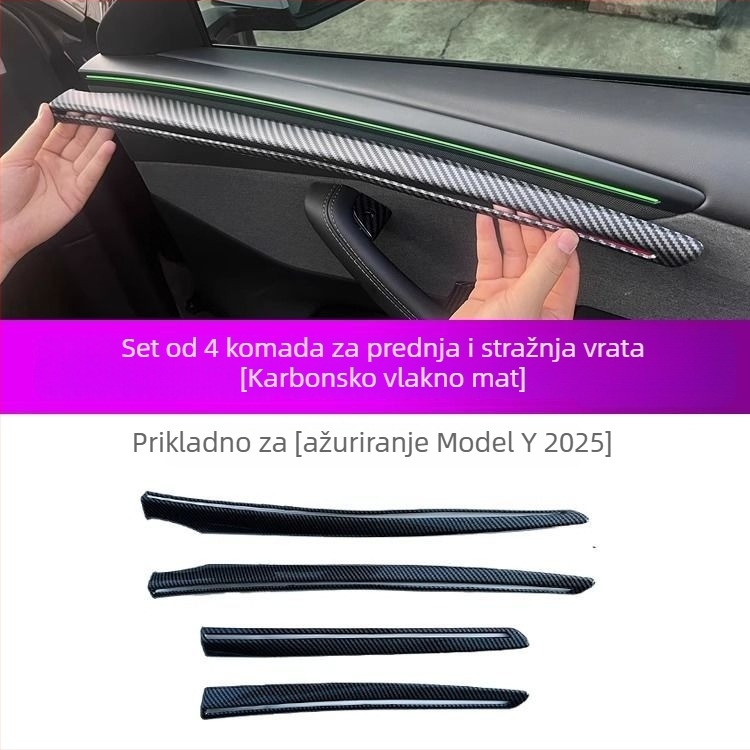 Dekorativne naljepnice za rubove vrata Tesla Model Y – ABS materijal, kompatibilno s automatskim mjenjačem, zaštita unutarnjeg panela