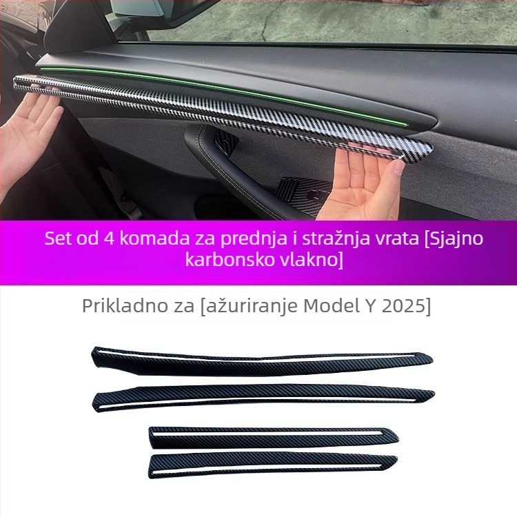 Dekorativne naljepnice za rubove vrata Tesla Model Y – ABS materijal, kompatibilno s automatskim mjenjačem, zaštita unutarnjeg panela