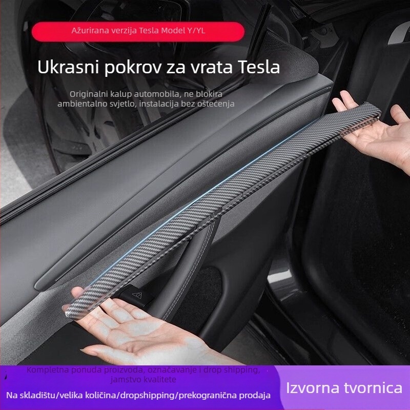 Dekorativne naljepnice za rubove vrata Tesla Model Y – ABS materijal, kompatibilno s automatskim mjenjačem, zaštita unutarnjeg panela
