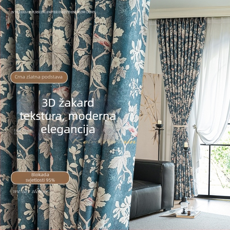 Francuski stil vintage blackout zavjese, moderni minimalistički stil, jesen 2025, novi model za spavaću sobu, dnevnu sobu i balkon, Downton Abbey Chenille