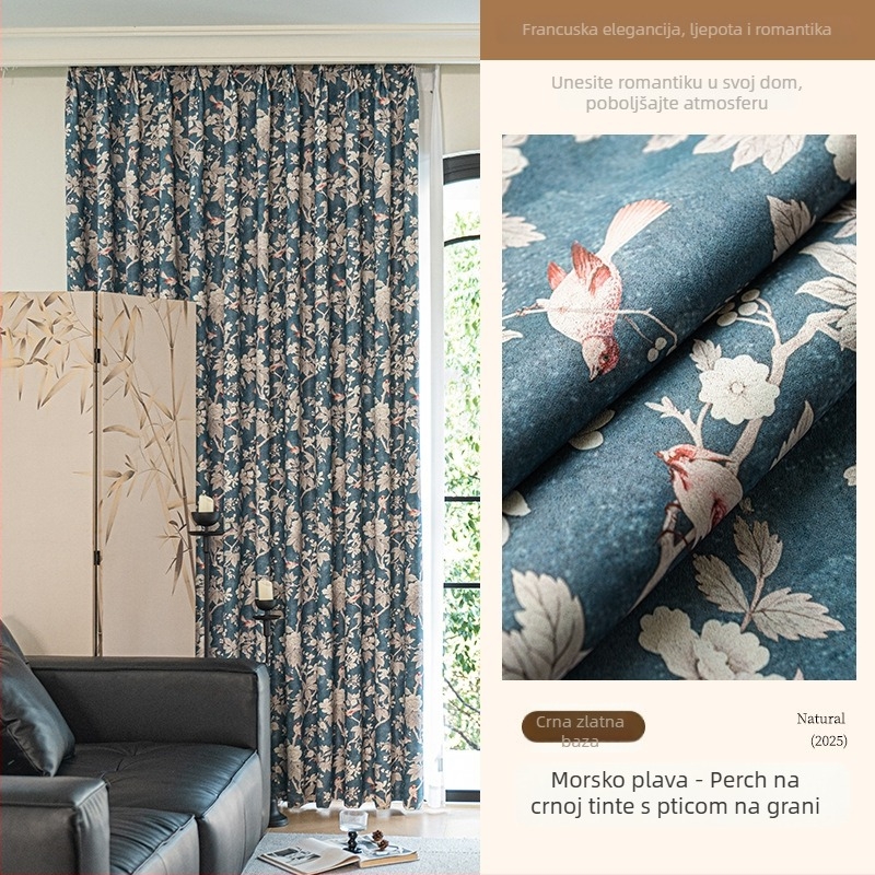 Francuski stil vintage blackout zavjese, moderni minimalistički stil, jesen 2025, novi model za spavaću sobu, dnevnu sobu i balkon, Downton Abbey Chenille