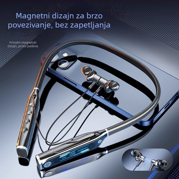 Bežične Bluetooth slušalice s trakom oko vrata — Bluetooth 5.4, doseg 10 m, trajanje baterije više od 8 sati, stereo zvuk, digitalni zaslon