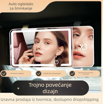 Auto make-up ogledalo, ABS okvir, srebrno ogledalo, moguć ispis logotipa, za korištenje u automobilu