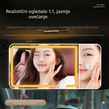 Auto make-up ogledalo, ABS okvir, srebrno ogledalo, moguć ispis logotipa, za korištenje u automobilu