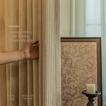 Vintage zavjese u japansko-francuskom srednje doba stilu za dnevni boravak i spavaću sobu, poliester, jacquard, djelomično zatamnjenje 40–70%