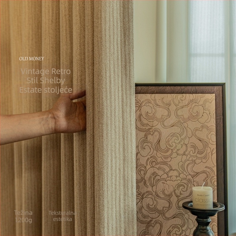 Vintage zavjese u japansko-francuskom srednje doba stilu za dnevni boravak i spavaću sobu, poliester, jacquard, djelomično zatamnjenje 40–70%