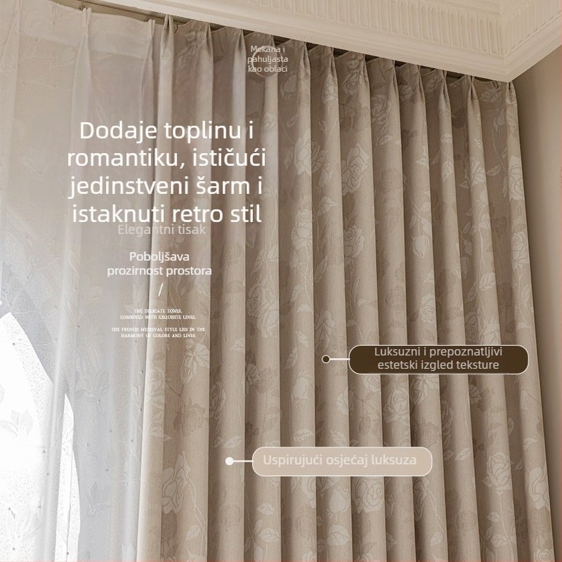 Zavjese za spavaću sobu i dnevni boravak – žakard poliester, potpuno zatamnjenje, retro stil, TH0216