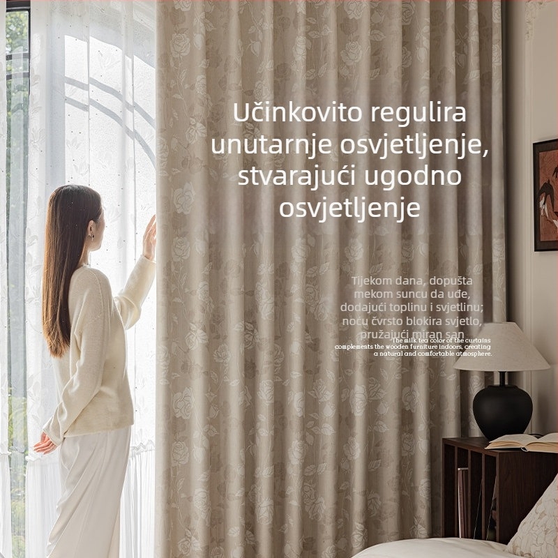 Zavjese za spavaću sobu i dnevni boravak – žakard poliester, potpuno zatamnjenje, retro stil, TH0216