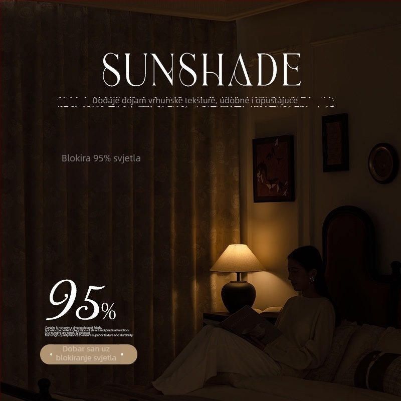 Zavjese za spavaću sobu i dnevni boravak – žakard poliester, potpuno zatamnjenje, retro stil, TH0216