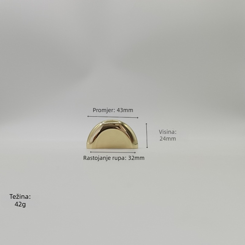 Rukohvat ladice i vrata ormarića – svijetao luksuzni stil, cinkova legura, lijevanje u kalupu, oblik polumjeseca, plošno ugradnja