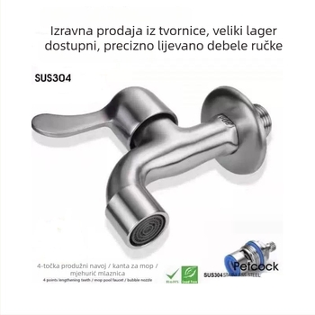 Slavina za perilicu rublja od SUS304 nehrđajućeg čelika, brušena površina, brzi otvaranje, keramički diskasti jezgreni ventil, model A002