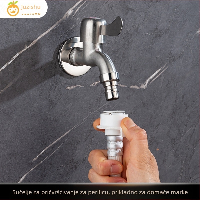 Zidni priključak za perilicu rublja, nehrđajući čelik, ulaz/izlaz 20 mm, keramički disk ventil, raspon temperature 0–100 °C