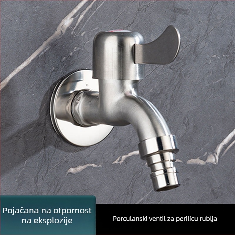 Zidni priključak za perilicu rublja, nehrđajući čelik, ulaz/izlaz 20 mm, keramički disk ventil, raspon temperature 0–100 °C