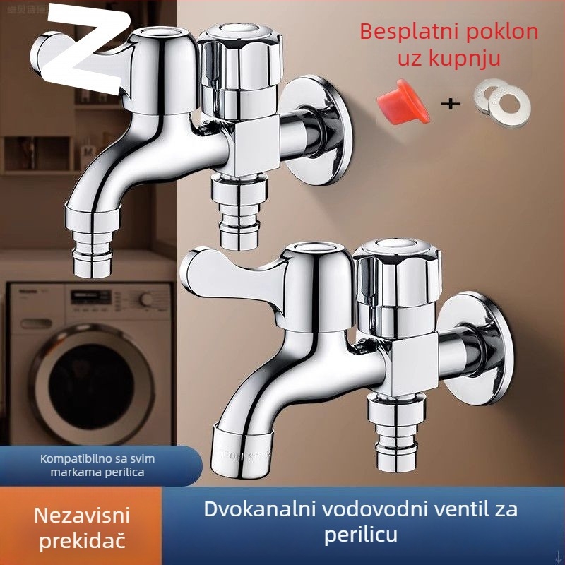 Ventil za perilicu rublja — univerzalni spojnik, s jednim ulazom i dva izlaza, trostruka konstrukcija, plastično kućište, keramički disk ventila, WATERMARK potvrda