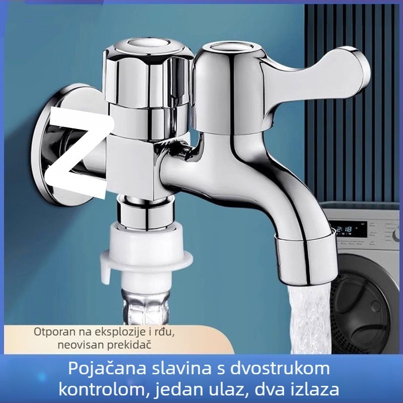 Ventil za perilicu rublja — univerzalni spojnik, s jednim ulazom i dva izlaza, trostruka konstrukcija, plastično kućište, keramički disk ventila, WATERMARK potvrda