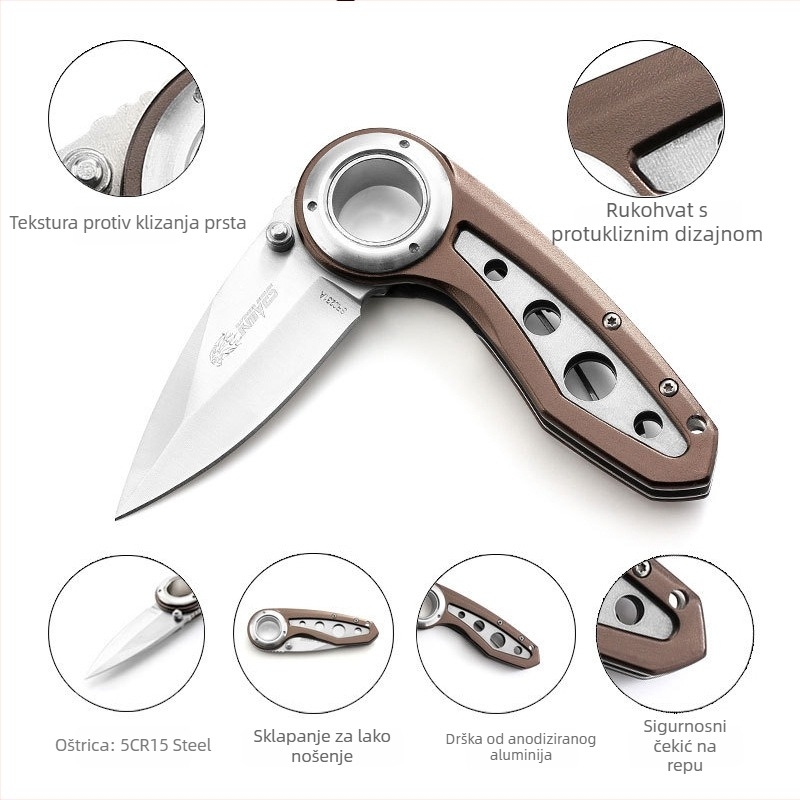 Taktički sklopivi nož – višestruki, brzo otvaranje, za samoodbranu, za vanjsku upotrebu, od nehrđajućeg čelika 3CR15