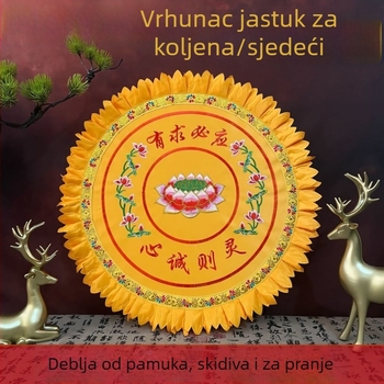 Pamukasta futon podloga za meditaciju – okrugla lotusna jastučnica za kućnu upotrebu, kineski stil, punilo od bisernog pamuka