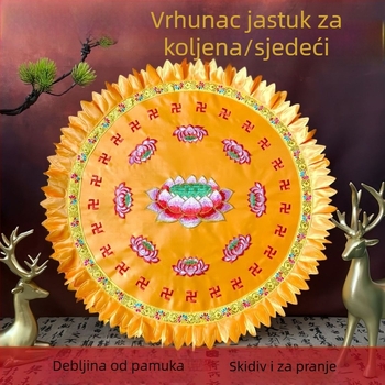 Pamukasta futon podloga za meditaciju – okrugla lotusna jastučnica za kućnu upotrebu, kineski stil, punilo od bisernog pamuka