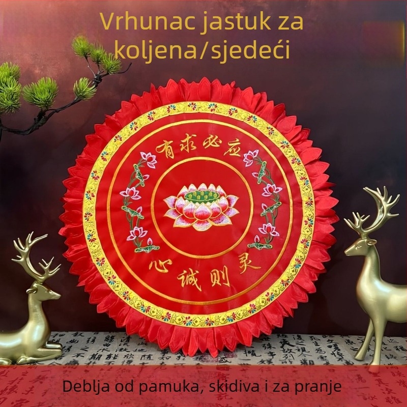 Pamukasta futon podloga za meditaciju – okrugla lotusna jastučnica za kućnu upotrebu, kineski stil, punilo od bisernog pamuka