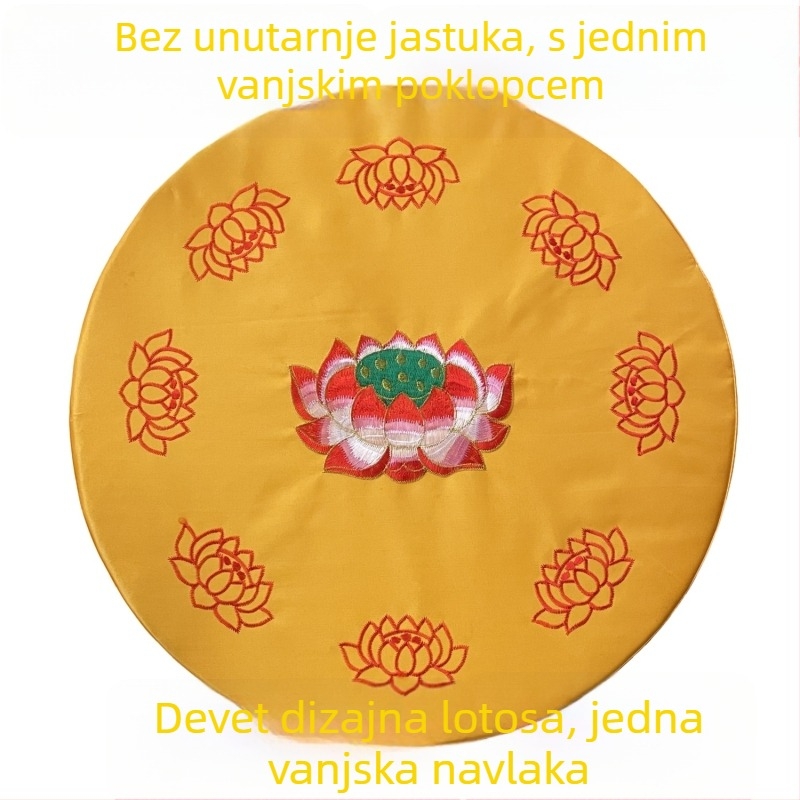 Pamukasta futon podloga za meditaciju – okrugla lotusna jastučnica za kućnu upotrebu, kineski stil, punilo od bisernog pamuka