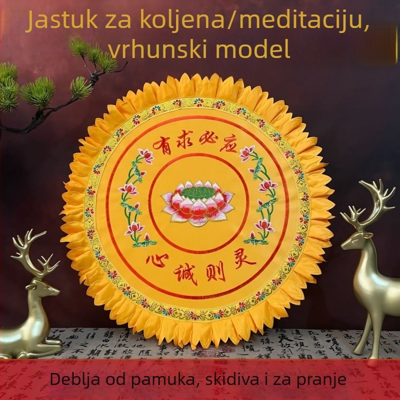 Pamukasta futon podloga za meditaciju – okrugla lotusna jastučnica za kućnu upotrebu, kineski stil, punilo od bisernog pamuka