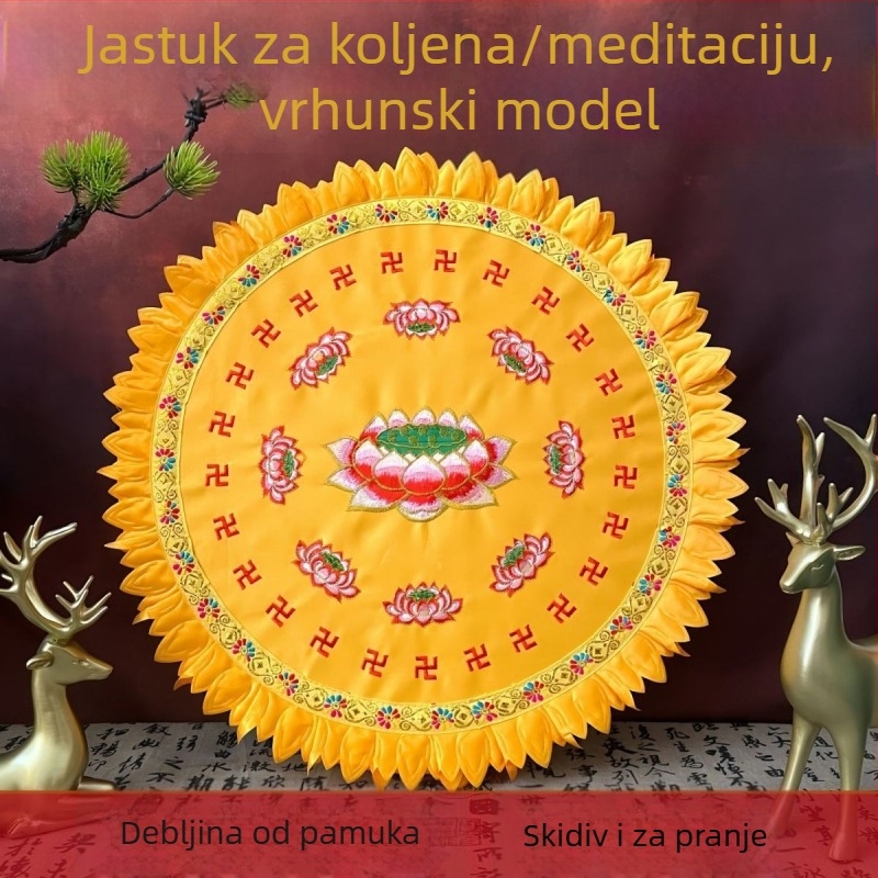 Pamukasta futon podloga za meditaciju – okrugla lotusna jastučnica za kućnu upotrebu, kineski stil, punilo od bisernog pamuka