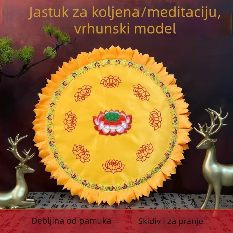 Pamukasta futon podloga za meditaciju – okrugla lotusna jastučnica za kućnu upotrebu, kineski stil, punilo od bisernog pamuka