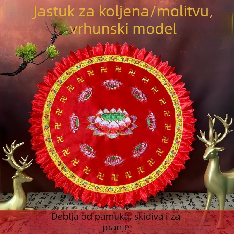 Pamukasta futon podloga za meditaciju – okrugla lotusna jastučnica za kućnu upotrebu, kineski stil, punilo od bisernog pamuka