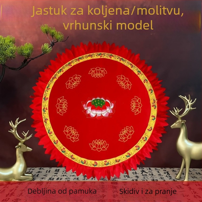 Pamukasta futon podloga za meditaciju – okrugla lotusna jastučnica za kućnu upotrebu, kineski stil, punilo od bisernog pamuka
