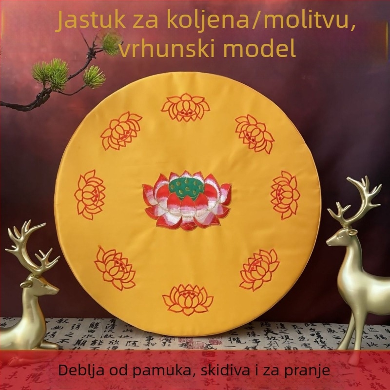 Pamukasta futon podloga za meditaciju – okrugla lotusna jastučnica za kućnu upotrebu, kineski stil, punilo od bisernog pamuka